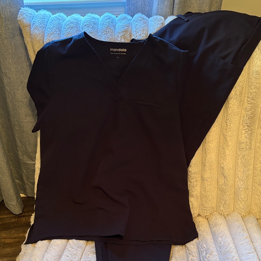 Mandala Navy Blue Scrub Set